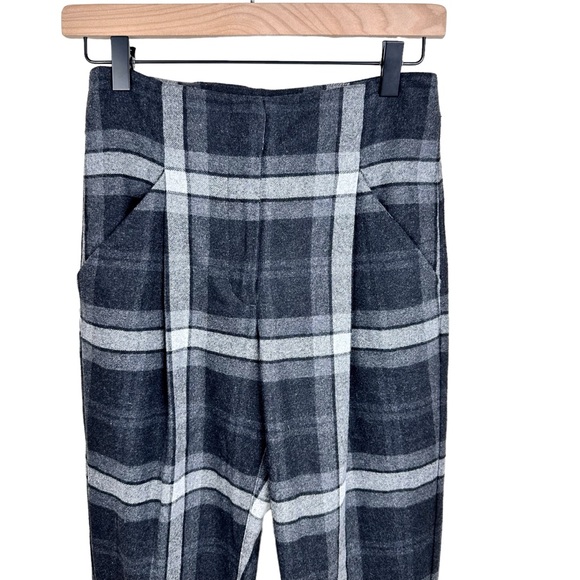 Aritzia Wilfred Chambery Check Plaid Pants Trousers SZ 00 Virgin Wool Gray Black - Picture 8 of 15